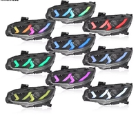 Feux avant projecteurs LED RGB modifiés HXFG pour Civic 10e génération 2016-2021, avec feux de jour DRL et clignotants dynamiques pour Honda