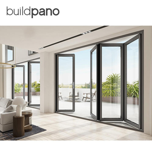Porte coulissante pliante accordéon moderne en aluminium pour extérieur de villa, avec vitrage panoramique pour patio - Product Image 3
