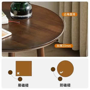 Bona <b>Gold</b> Square Solid Wood <b>Side</b> <b>Table</b> Small <b>Round</b> Durable For Sofa Bedside Balcony Mini Corner Use - Product Image 4