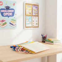 Sac de documents A4 en toile colorée simple, pochette à fermeture éclair portable avec poignée, organisateur de papeterie de bureau réutilisable et personnalisable