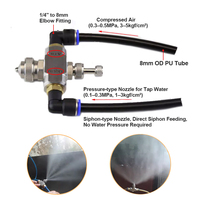 6 Modelos YY Boquilla de Pulverización de Acero Inoxidable Duradera de 1/4'' Ajustable, Boquilla Atomizadora de Niebla Fina Accionada por Agua