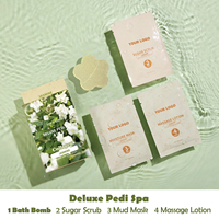 Kit de pédicure de luxe en 4 étapes, produits de spa pour les pieds en boîte, kit de pédicure avec bombe de bain moussante au parfum intense