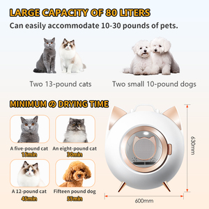 ตู้อบแห้งสัตว์เลี้ยงแบบอัจฉริยะผลิตภัณฑ์ทำความสะอาดและดูแลสัตว์เลี้ยงแมวตัวใหญ่ตู้อบผมให้แห้งแบบมืออาชีพ - Product Image 4