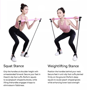 Barre d'exercice fitness <span class=keywords><strong>à</strong></span> deux sections, personnalisable avec marque privée, hautement élastique et renforcée, avec cordes de résistance et <span class=keywords><strong>boucles</strong></span> pour les pieds - Product Image 2