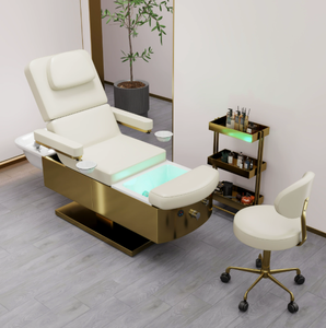 High-<b>End</b> Luxury Gold Pedicure Chair with LED Foot Spa Basin Professional Salon Facial <b>Bed</b> Beauty Head therapy <b>bed</b> for spa beauty - Product Image 6