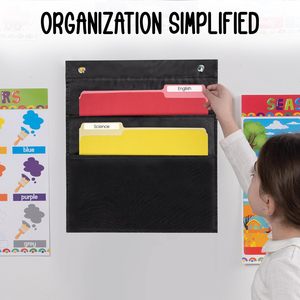 Organizador de archivos de 1 bolsillo, tabla de almacenamiento para montaje en pared, color negro, 14x16 pulgadas, para uso en oficina, aula y hogar - Product Image 3