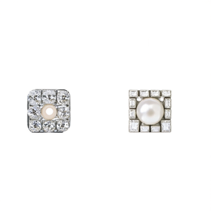 Fashion <b>Stud</b> <b>Earrings</b> 316L Stainless Steel PVD Gold Plating Sustainable Resistant Square Crystal Pearl Design - Product Image 2