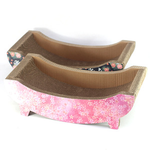Cat Boat Corrugated Cardboard Scratcher Floral Pattern Cat Toy For Cats Wear Resistant <b>Scratch</b> <b>Pad</b> 1 Level Pet Bed - Product Image 1