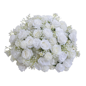 60cm pur blanc <span class=keywords><strong>lait</strong></span> blanc Rose gypsophile fleur artificielle boule tissu mariage Table à manger fenêtre navire décoration fleurs - Product Image 6