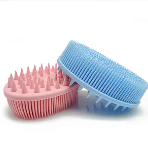 Brosse de bain en silicone, exfoliante douce, masseur de cuir chevelu, brosse corporelle à poils souples, outil de douche pour le nettoyage des bébés - Product Image 5