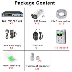 Sistema de Câmeras de Vigilância Jianvision 4K 8MP <span class=keywords><strong>16CH</strong></span> à Prova d'Água IP66 com Visão Noturna para Uso Interno e Externo com NVR de Disco Rígido de 4T - Product Image 5