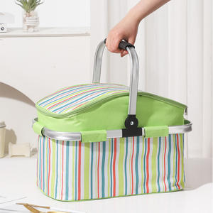 Panier de pique-nique isotherme pliable avec poignées, sac de livraison alimentaire thermique d'extérieur, boîte de rangement portable pour le camping et les voyages - Product Image 4