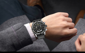 Nuevo reloj para hombre, esfera grande, cronógrafo multifuncional, resistente al agua, reloj de pulsera de cuero genuino - Product Image 6