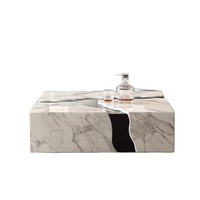 Italian Minimalist Marble Wood Frame Coffee Table 2025 New Internet-Popular High-End Living Room Bedroom Large-Space Light