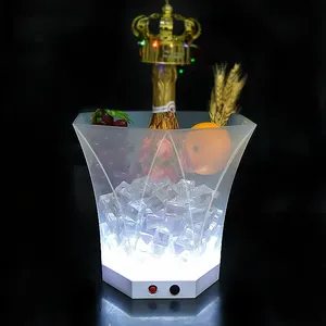 Manufacturer Ktv Night Club 5.5L Hexagon Led Plastic Ice Bucket With Logo Ice Bucket Of Ice