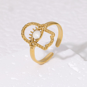 PVD 18k позолоченное кольцо из нержавеющей стали с эмалью - Product Image 5