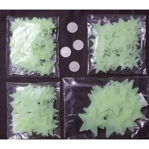 Pegatinas de pared de estrellas que brillan en la oscuridad, coloridas, fluorescentes, autoadhesivas, de PVC, decoración del hogar, paquete de 100 piezas, 3 cm - Product Image 3