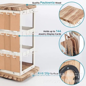 Support de rangement rotatif en bois pour bijoux, 3 niveaux, pour boucles d'oreilles, colliers, présentoir pour bijoux - Product Image 4