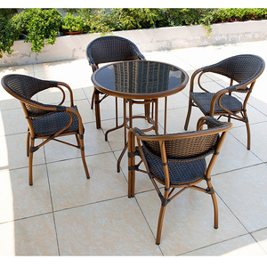 Ensemble <span class=keywords><strong>table</strong></span> et chaises en rotin pour <span class=keywords><strong>balcon</strong></span>, style simplicité moderne, pour hôtel, villa, jardin, <span class=keywords><strong>chaise</strong></span> de loisirs, <span class=keywords><strong>chaise</strong></span> en rotin tressé - Product Image 2