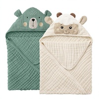 Blissful Diary Muslin Baby Hooded Towel 2 Pack Soft Absorbent Bath Towel Infant Toddler Unisex Gift Newborn Essentials Bathroom
