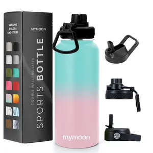 Customized 3 Lids Stainless Steel Water Bottle Vacuum Flask Insulated Sports Bottle