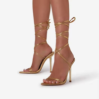 Chaussures à talons hauts pointus pour femmes, sandales à talons aiguilles style défilé, chaussures compensées à brides croisées pour dames