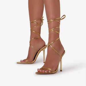 Chaussures à talons hauts pointus pour femmes, sandales à talons aiguilles style défilé, chaussures compensées à brides croisées pour dames - Product Image 4