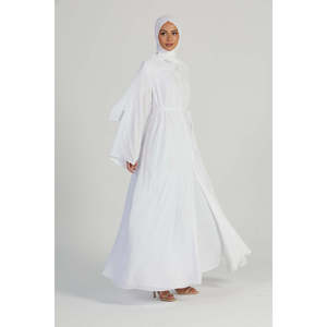 <span class=keywords><strong>Abito</strong></span> <span class=keywords><strong>da</strong></span> <span class=keywords><strong>sera</strong></span> modesto impreziosito con motivo bianco Abaya aperto Premium - Product Image 6