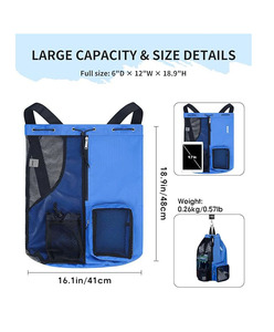 Bolsa de natación de malla, mochila de playa con cordón |   Bolsillo Impermeable, Correas Ajustables, para Snorkel, Gimnasio, Piscina, Crucero, Campamento, Parque Acuático - Product Image 5