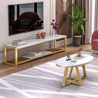 Mueble de TV de Lujo para Sala de Estar, Estructura de Hierro con Recubrimiento en Polvo, Soportes en Forma de L Modernos y Minimalistas, Muebles para el Hogar de Alta Calidad en Madera
