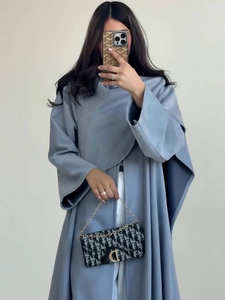 Abaya élégante en polyester Loriya, <span class=keywords><strong>grande</strong></span> écharpe, robe pour femmes musulmanes, vêtements islamiques, mode modeste, manches longues, automne, Dubaï - Product Image 3