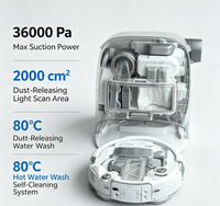Nouveau Robot Aspirateur Laveur ROMO P2 Combo, Aspiration 36000Pa, Station d'Auto-Nettoyage à Eau Chaude 80°C, Nettoyage des Bords, Moteur Sans Balais, Nettoyage Automatique