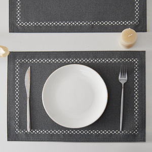 Linen Placemats Square Heat Insulating Non <b>Slip</b> Fabric Table <b>Mats</b> Solid Color Machine Washable - Product Image 4