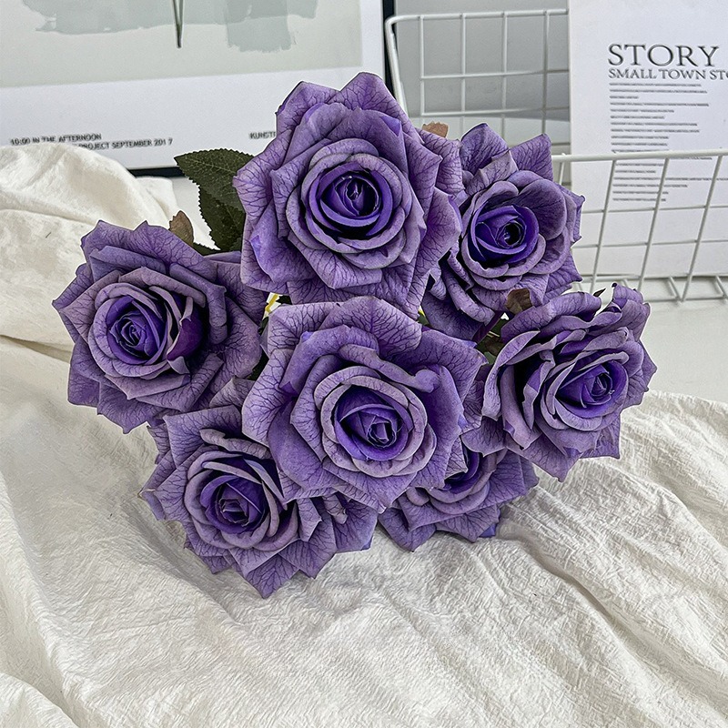 upgraded version-7-head embossed cappuccino bouquet-dark purple