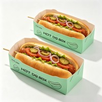 Boîte à hot-dogs imprimée sur mesure, vente en gros, emballage alimentaire jetable résistant à la graisse avec LOGO, fabricant d'usine