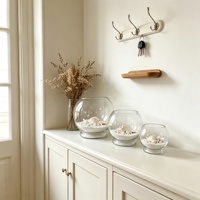 Pot à bougie en verre transparent en forme de boule, soufflé à la main, résistant à la chaleur, vide, pour la décoration intérieure, support décoratif durable