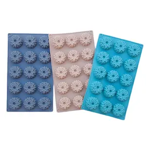 Moldes de silicona personalizados para dulces, molde de silicona para dulces de chocolate, moldes de dulces envueltos en forma de flor de 15 cavidades