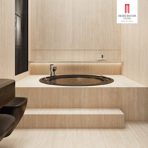 Dalle de pierre artificielle en grès cérame stratifié imperméable effet <span class=keywords><strong>travertin</strong></span> romain pour la décoration murale des salles humides et des saunas - Product Image 4