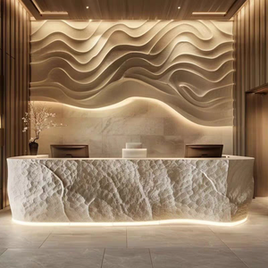 Mostrador de Recepción de Piedra Natural Personalizable en Color Travertino, Mármol <span class=keywords><strong>y</strong></span> Ónix para Hotel, Salón o Tienda - Product Image 2