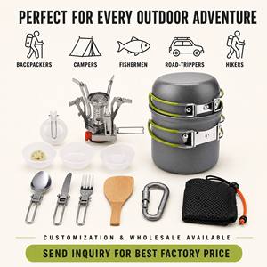 <span class=keywords><strong>Set</strong></span> di Fornello da Campeggio Pieghevole e Pentole Leggero Compatto Portatile per Viaggi Escursioni e Pesca - Product Image 3