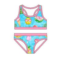 Conjunto de Traje de Baño para Niña, Elegante Traje de Baño Infantil de Dos Piezas, Bikinis y Ropa de Playa para Niñas, Atuendo de Verano para Piscina, Servicio OEM Personalizado