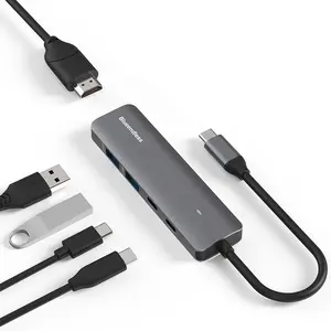 アルミニウムアダプターコンバーターpd充電器ドック4khdtv android to usb adapter 5 in 1 usb hub