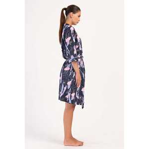 Robe de nuit sexy pour femmes, taille XXL, manches 3/4, poches, en modal, soie et coton, imprimé uni, pour l'été et l'hiver, vêtements de nuit pour la maison - Product Image 3