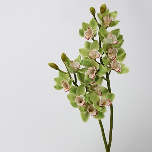 KEWEI 1579 Orchidées <span class=keywords><strong>Cymbidium</strong></span> artificielles vertes à 7 têtes, toucher réel, <span class=keywords><strong>prix</strong></span> abordable - Product Image 3
