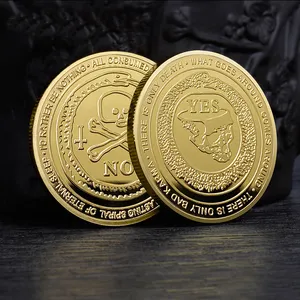 Discount promotional double side blank badge coin gold silver plated YES or No decision toss coin skeleton Angels Demons coins