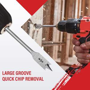 Juego de brocas planas tipo espada 2026 de cambio rápido con vástago hexagonal de 1/2 pulgada y triple punta para madera - Product Image 3