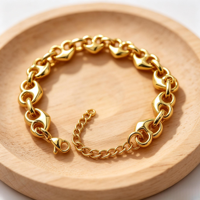 Bracelet tendance pour femme en acier inoxydable plaqué or 18 carats de haute qualité, avec chaîne à maillons épais en forme de cœur et fermoir à bascule, micro-incrustations