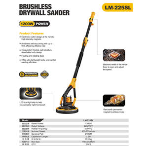 <span class=keywords><strong>Ponceuse</strong></span> murale électrique intelligente 220V pour bricolage, 215mm, sans poussière, machine à polir les surfaces, outil de ponçage à 360° pour <span class=keywords><strong>béton</strong></span> sec par vibration - Product Image 6