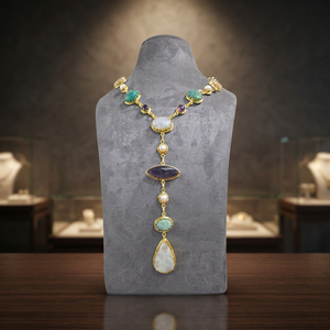 Nouvel ensemble tendance de collier et boucles d'oreilles de mariée multicolores en perles, fait main, plaqué or, en laiton, pour femme, idéal pour les fêtes et le quotidien - Product Image 2