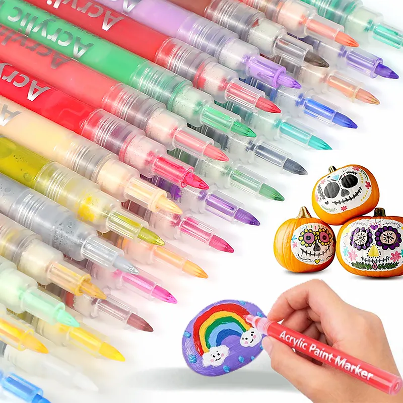 24 Kleuren Doddle Krabbel Art Marker Waterdicht Gekleurde Markers Art Levert Acryl Verf Pen Voor Tekenen